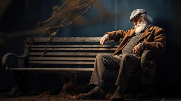 Old man rest by the bench