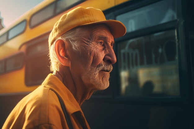 Old man school bus Vehicle driver Generate Ai