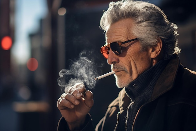 old man smoking a cigarette