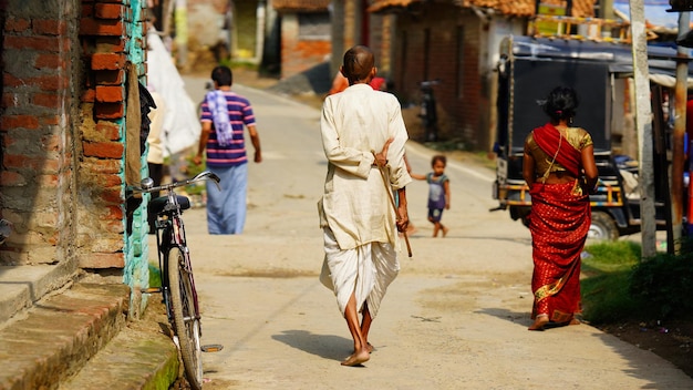 Old man in village rural life