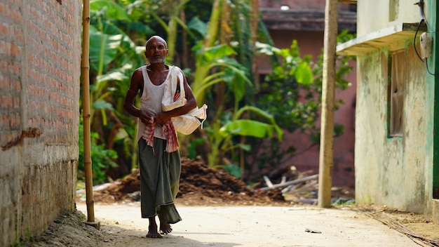 Old man in village rural life