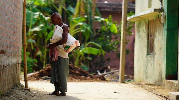 Old man in village rural life