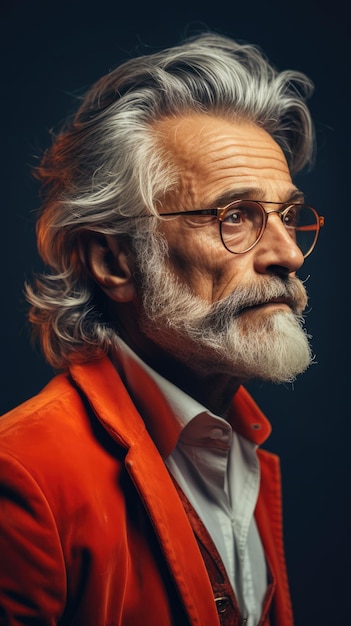 Old man wearing glasses bushy beard