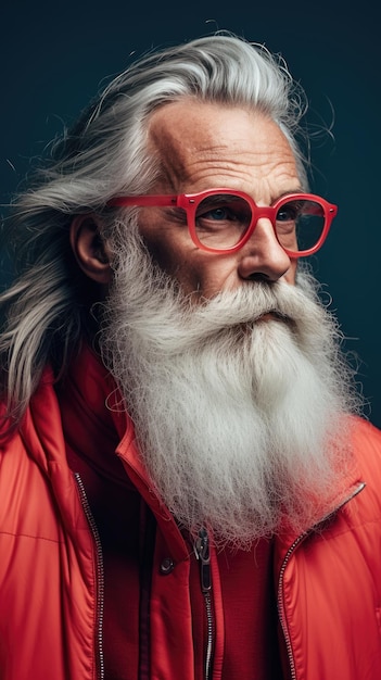 Old man wearing glasses bushy beard