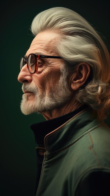 Old man wearing glasses bushy beard