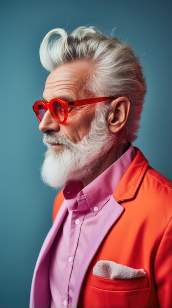 Old man wearing glasses bushy beard