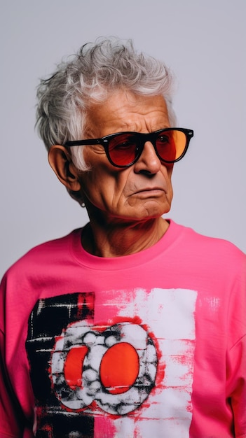 Old man wearing glasses short hair