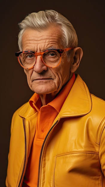 Old man wearing glasses short hair