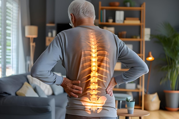 Photo old man with back pain