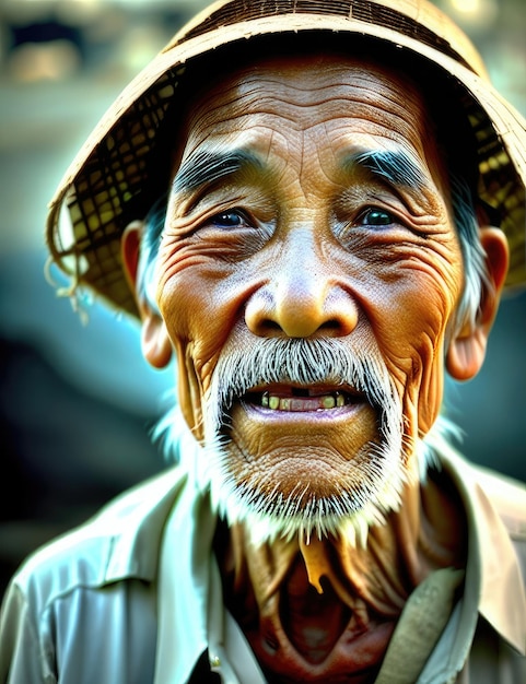 An old man with a beard and a hat.