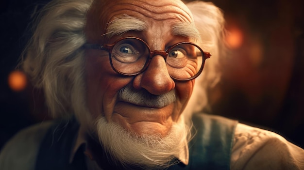 眼鏡をかけた大きな白ひげの老人