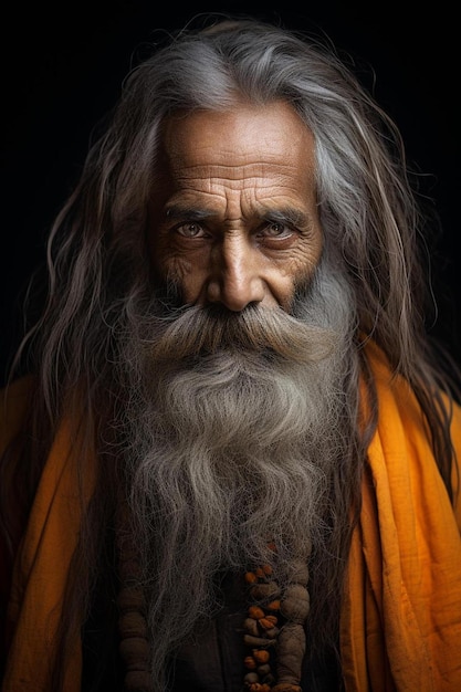 an old man with a long beard and a necklace