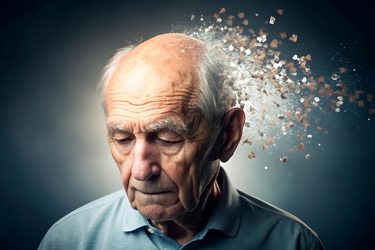 Photo an old man with a splash of water on his face