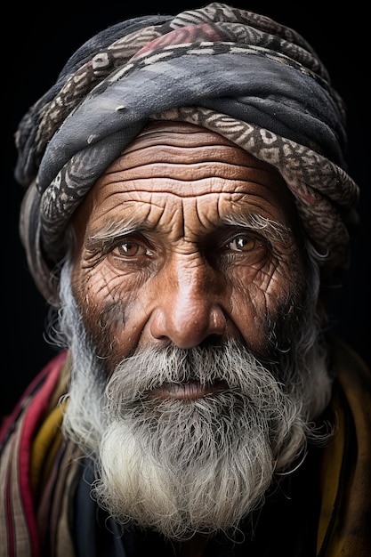 Foto un vecchio con un turbante in testa