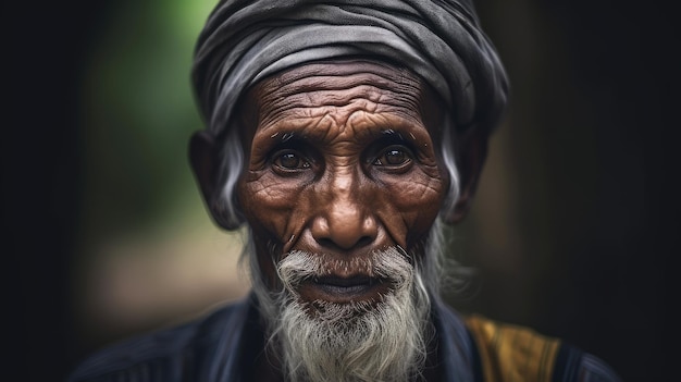 An old man with a white beard and a grey hat