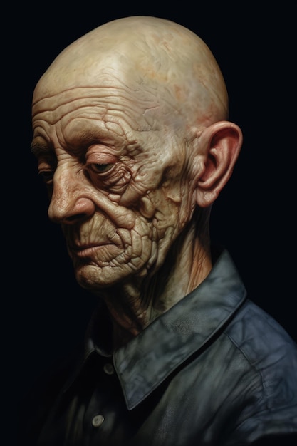 Photo an old man with wrinkles and a bald head