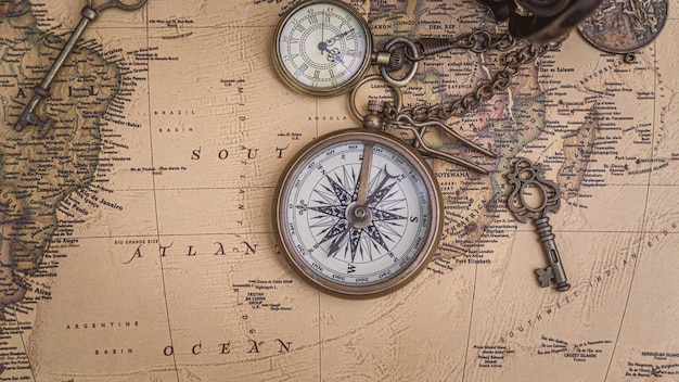 Old Map With Compass Necklace