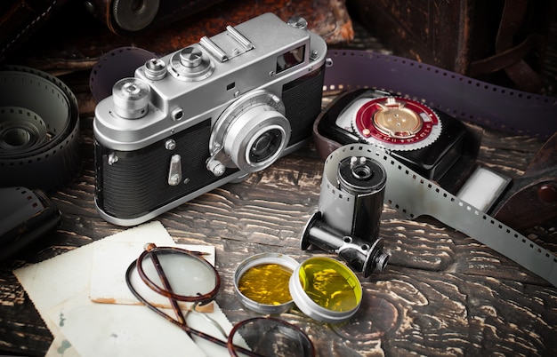 Old mechanical photo camera