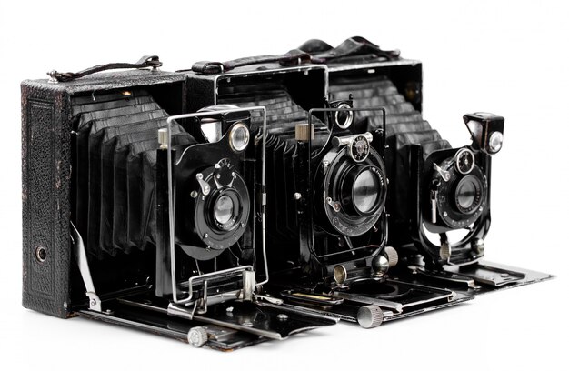 Old mechanical photo cameras