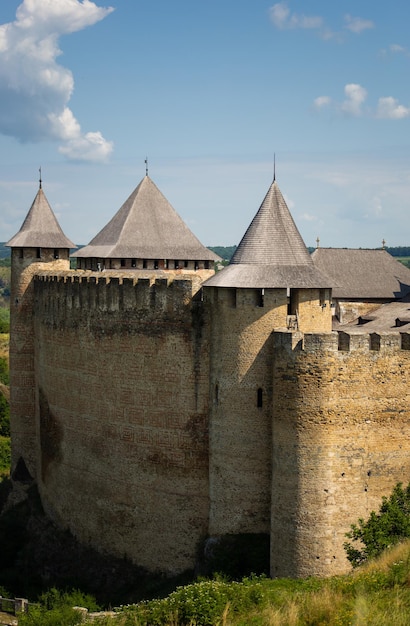 Old medieval castle in the city of khotyn in the afternoon in summer