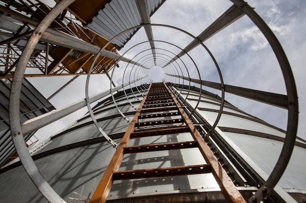 Old metal fire escape in an industrial building