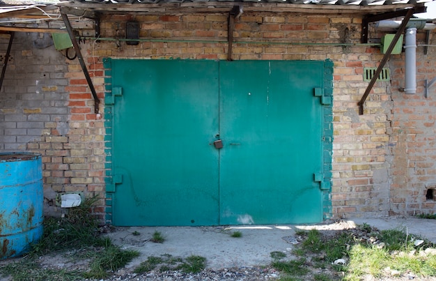 old metal warehouse door hangar