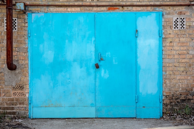 old metal warehouse door hangar