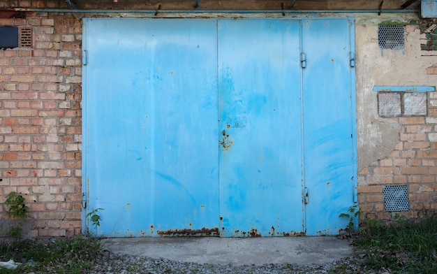 old metal warehouse door hangar