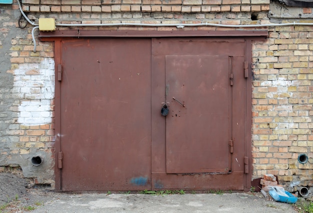 old metal warehouse door hangar