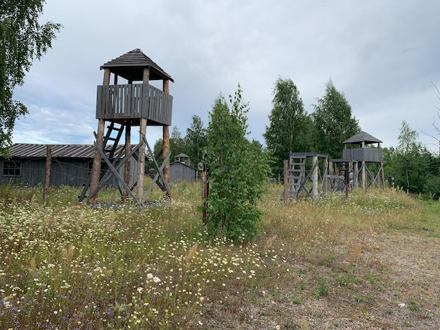 Photo old military concentration camp outdoor prison for prisoners