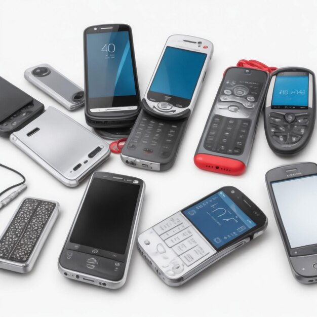 Photo old mobile phones isolated on a white background