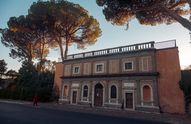 An old modern building with a lot of windows in Rome