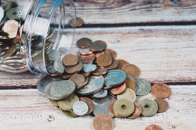 Photo old money in a glass jar