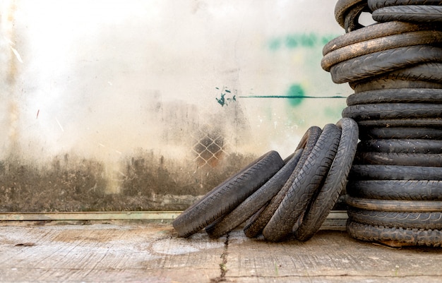 Old motorcycle tire w