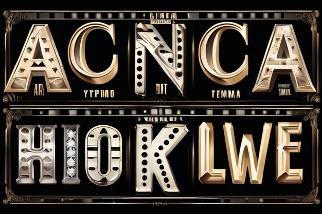 Old movie font cinema type and film poster typeface vector vintage alphabet