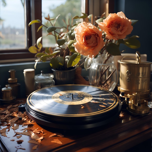 Old music player in a classic room