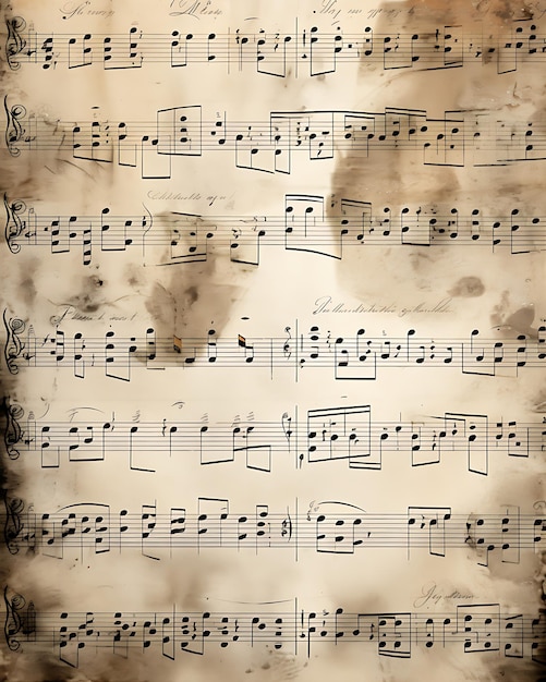 Photo old music score with captured notes