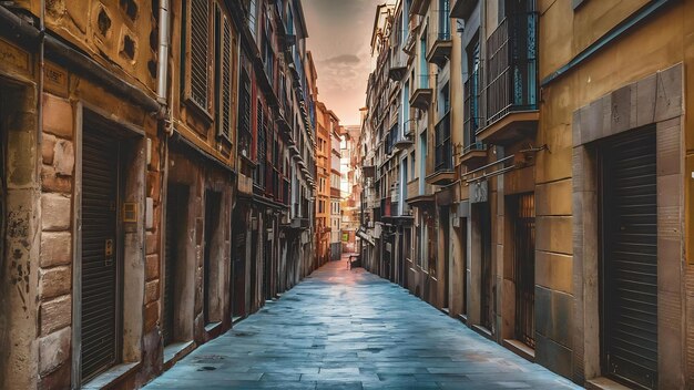 Photo old narrow street of european city girona