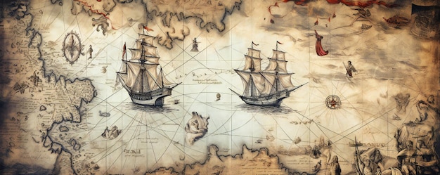 Old nautical travel treasure map background