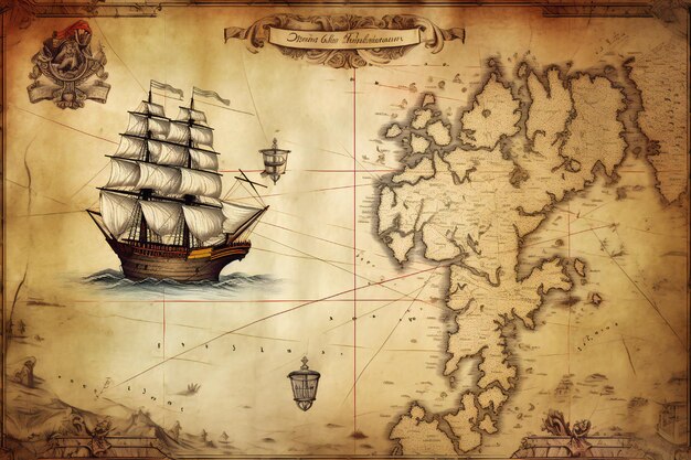 Old nautical travel treasure map background