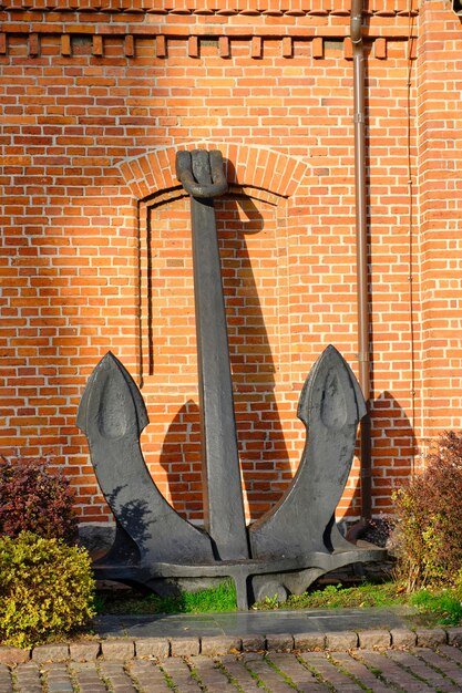 Old naval ship anchor on display