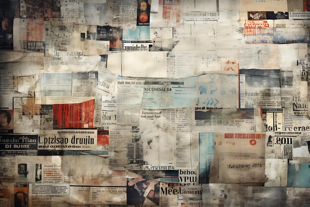 Old newspaper grunge background Vintage newspaper collage Retro newspaper background