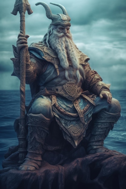 Old norse scandinavian pagan god njord generative ai image