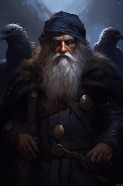 Old norse scandinavian pagan god odin generative ai image