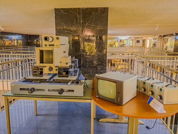 Old office and computer with obsolete technology