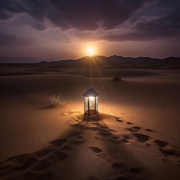 Old oil lamps in the desert night