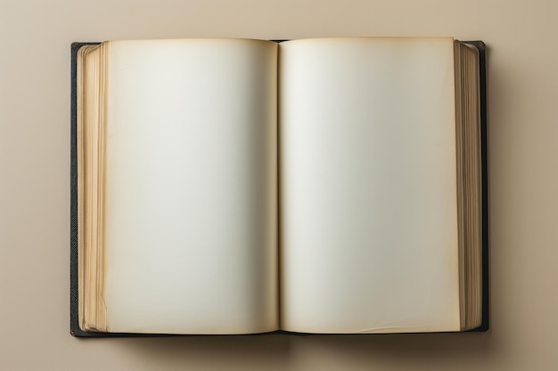 Photo an old open hardcover book with blank pages