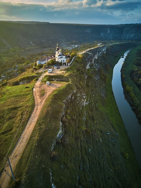 Old Orhei Monastery in Moldova Republic. Aerial view