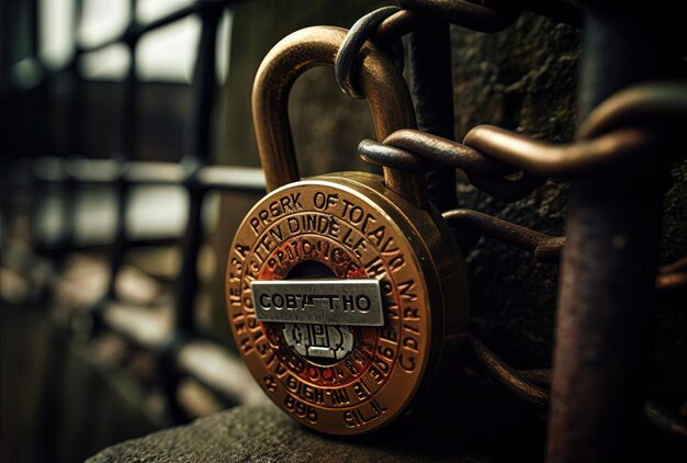 an old padlock with a name written on it in the style of grid