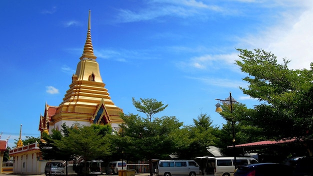 Old pagoda against sky